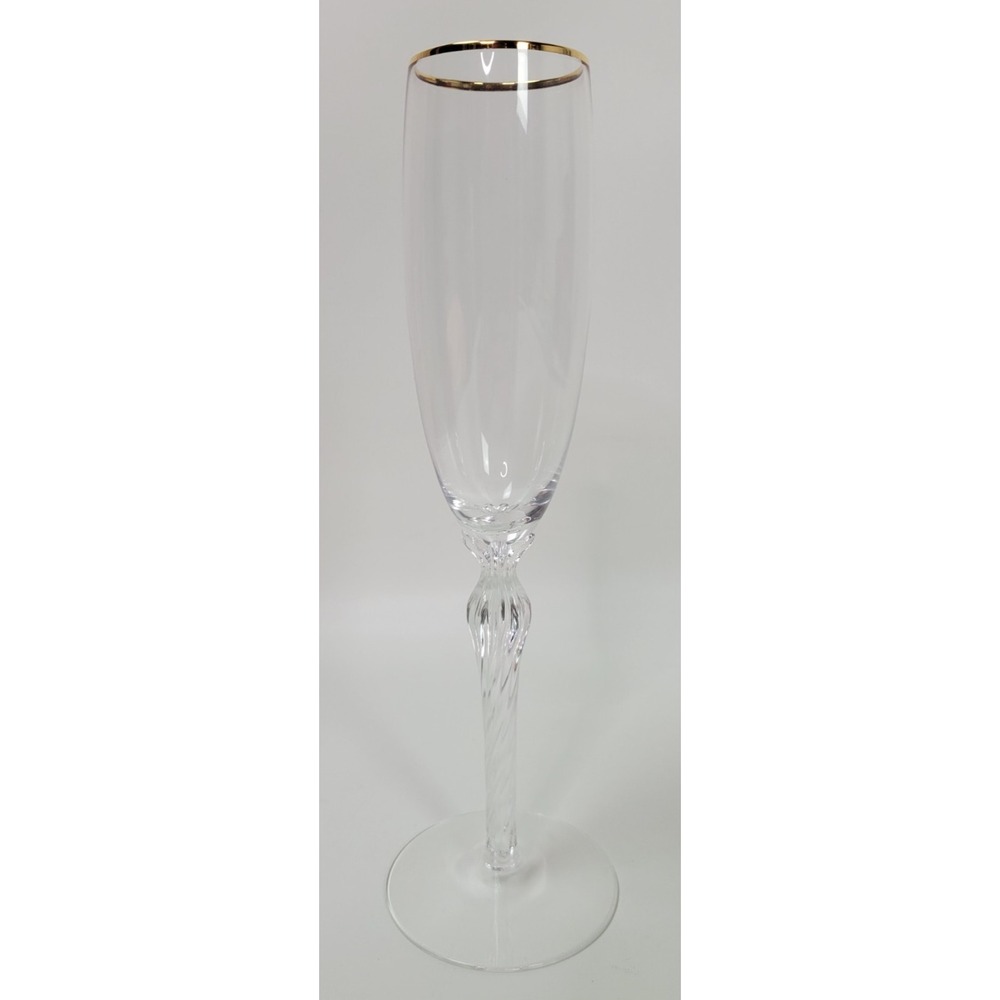 Lenox Monroe Gold Rim Fluted Crystal‎ Champagne Glass 9 1/4"